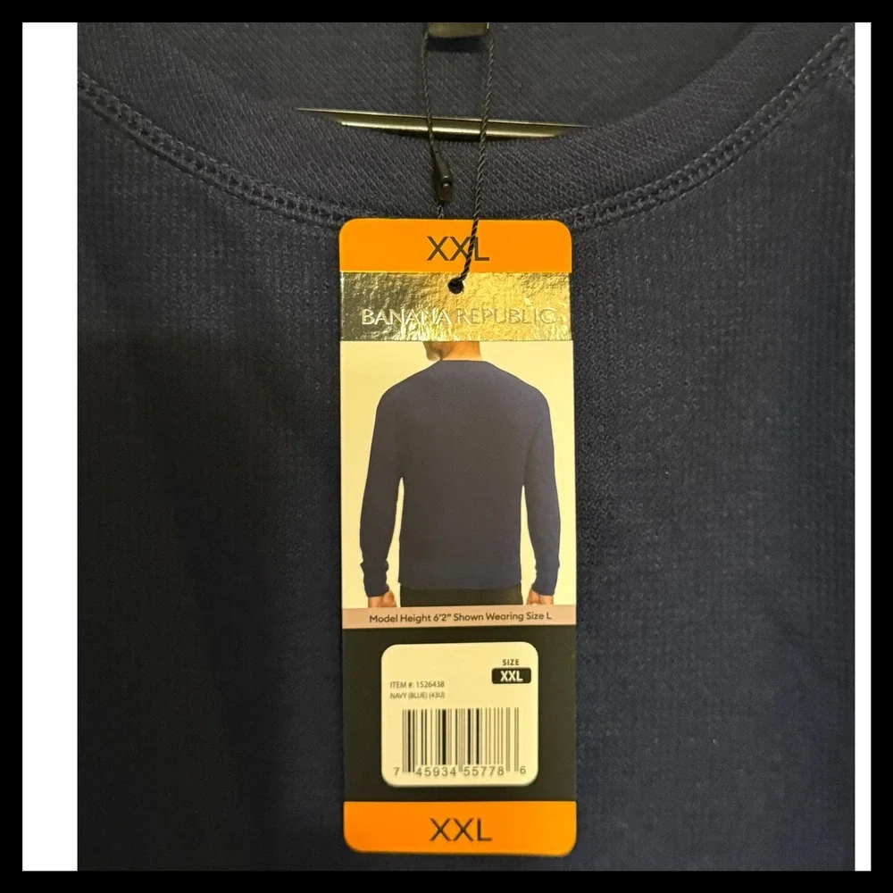 NWT Banana Republic Men's Navy Long Sleeve Crewneck Sweatshirt XXL